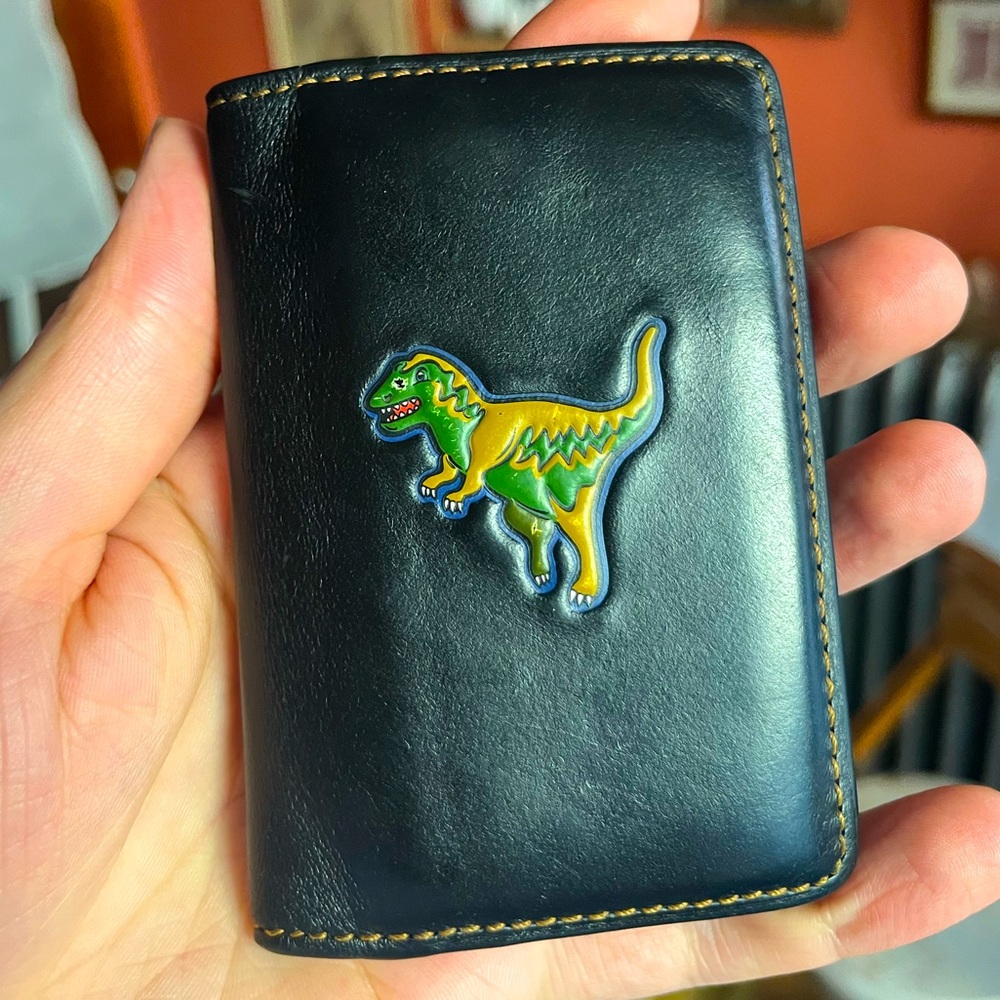 COACH REXY GLOVETANNED CARD WALLET black leather bifold Coach Beasts Cardholder